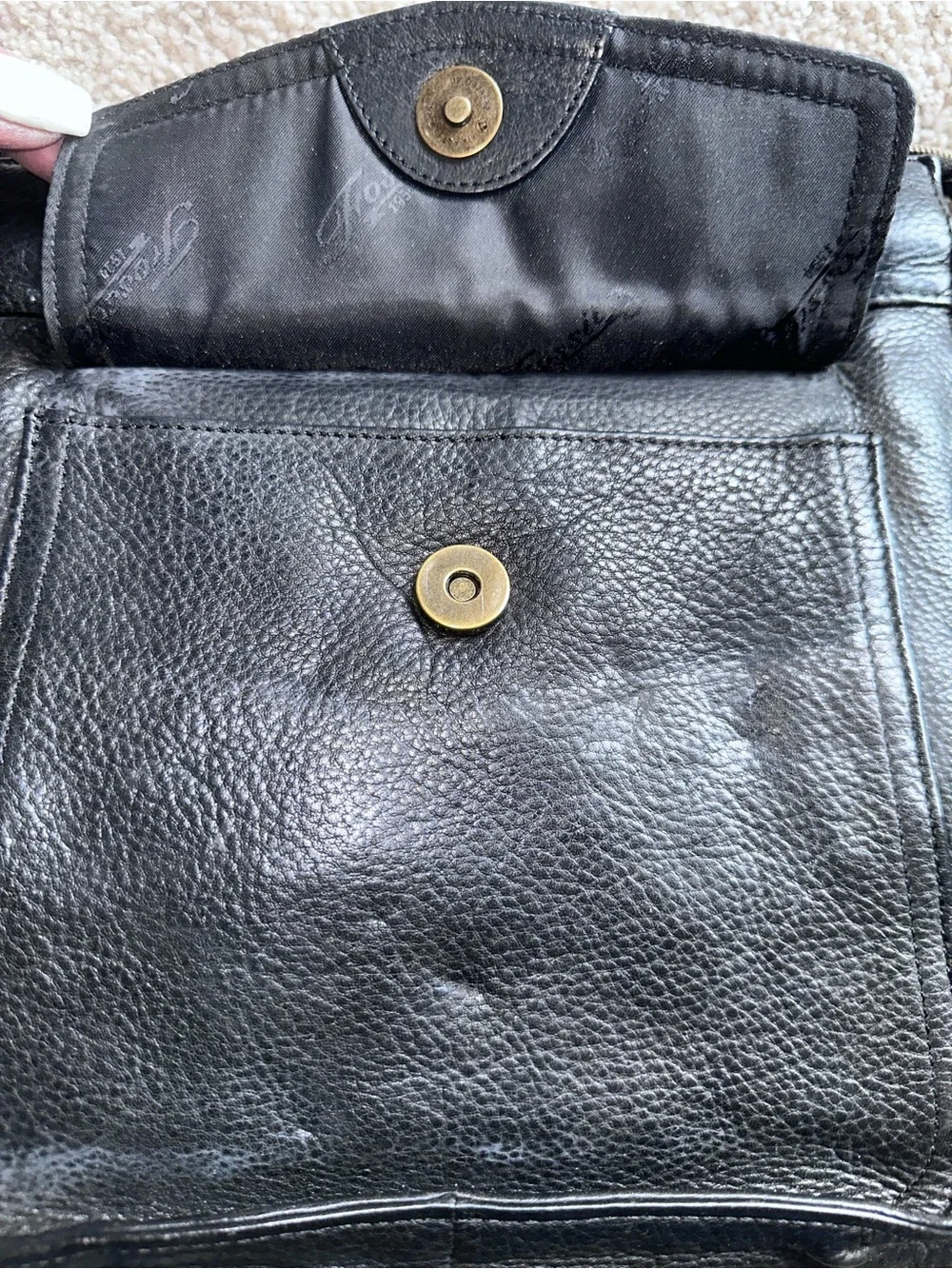 Fossil Black Leather Messenger Crossbody